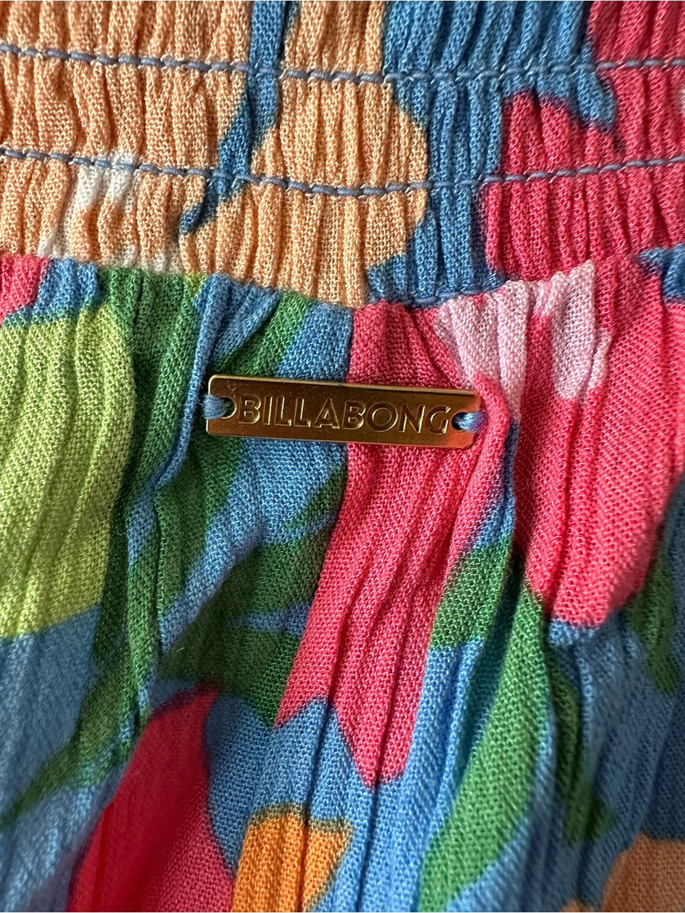 Billabong Blue Floral Midi Dress with Pink, Orange & Yellow Flowers - Picture 4 of 5